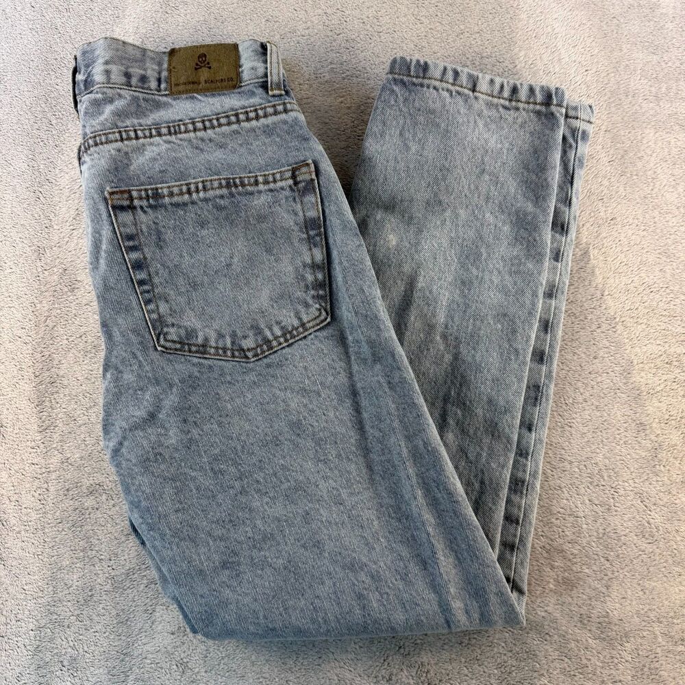 Scalpers Jeans W30 Acid Wash Straight Leg Button Fly Y2K Style Denim